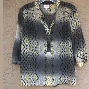 PARKER 3/4 Sleeve Grey 100% Silk Blouse XS